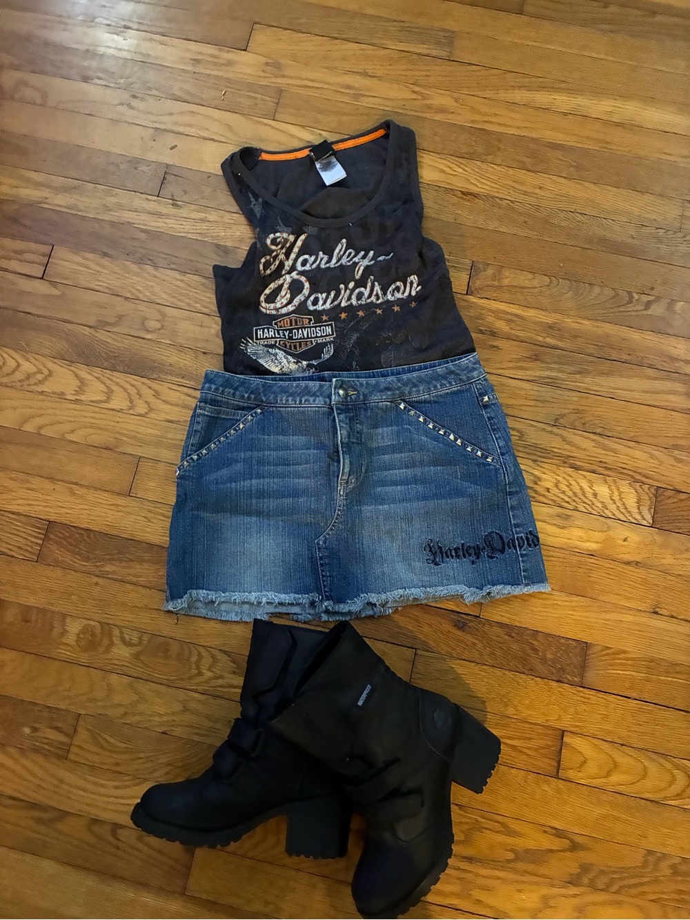 Harley-Davidson Denim Skirt with Logo